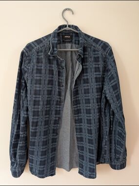 Mexx Men's Blue Plaid Button-Down Over Shirt